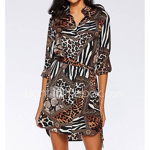 Dames Elegant Overhemd Jurk Geometrisch Print Mini huismerk kopen in de aanbieding Dames Elegant Overhemd Jurk Geometrisch Print Mini huismerk kopen in de aanbieding