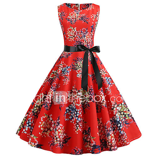 Dames Vintage Schede Jurk Bloemen Print Tot De Knie huismerk kopen in de aanbieding Dames Vintage Schede Jurk Bloemen Print Tot De Knie huismerk kopen in de aanbieding