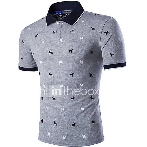 Heren Print Polo Katoen Overhemdkraag Wit Xxl Korte Mouw Zomer huismerk kopen in de aanbieding