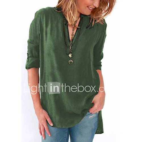 Dames Blouse Effen V Hals Fuchsia Xxxl huismerk kopen in de aanbieding