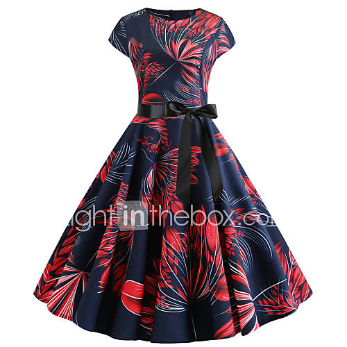 Dames Vintage Standaard A Lijn Wijd Uitlopend Jurk Bloemen Patchwork Print Tot De Knie huismerk kopen in de aanbieding Dames Vintage Standaard A Lijn Wijd Uitlopend Jurk Bloemen Patchwork Print Tot De Knie huismerk kopen in de aanbieding