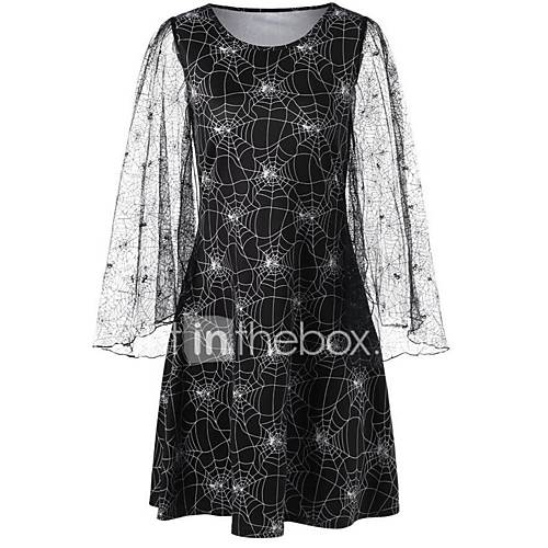 Dames Grote Maten Standaard Ruimvallend A Lijn Jurk Effen Tot De Knie huismerk kopen in de aanbieding