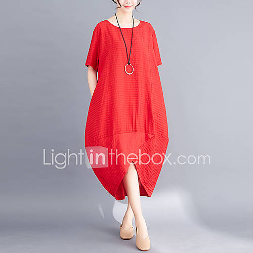 Dames Vintage Elegant Wijd Uitlopend Jurk Effen Wrap Asymmetrisch huismerk kopen in de aanbieding