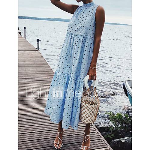 Dames Wijd Uitlopend Jurk Opstaand Maxi huismerk kopen in de aanbieding