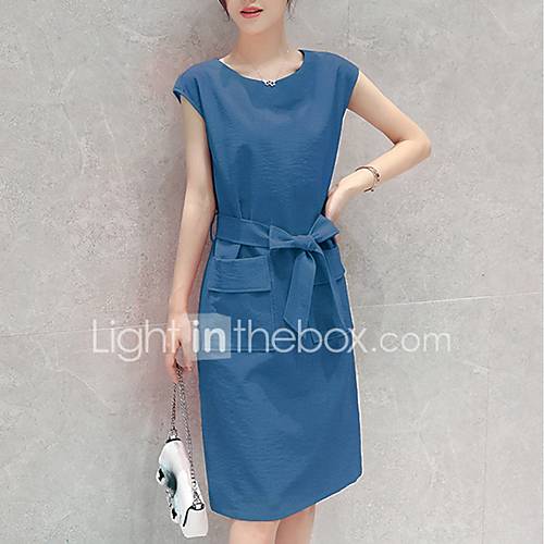 Dames Elegant Schede Jurk Effen Strik Tot De Knie huismerk kopen in de aanbieding Dames Elegant Schede Jurk Effen Strik Tot De Knie huismerk kopen in de aanbieding