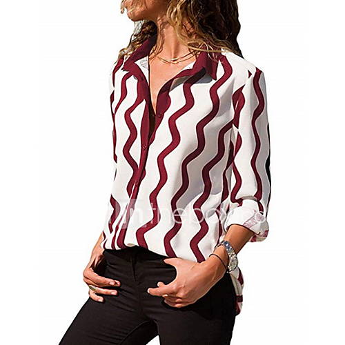 Dames Chiffon Overhemd Gestreept Overhemdkraag Zwart Xl Lente Zomer Herfst Winter huismerk kopen in de aanbieding Dames Chiffon Overhemd Gestreept Overhemdkraag Zwart Xl Lente Zomer Herfst Winter huismerk kopen in de aanbieding