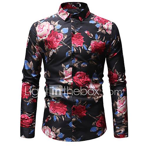 Heren Overhemd Bloemen Slank Wit Xl huismerk kopen in de aanbieding