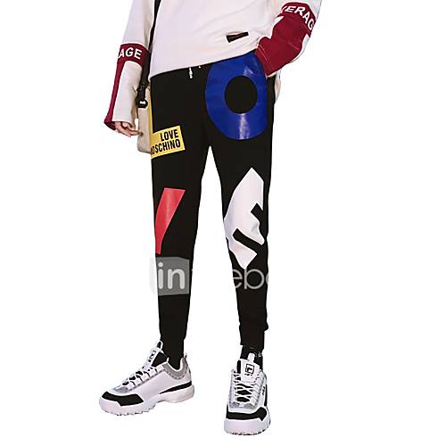 Heren Street Chic Harem Chinos Zwaar Katoen Broek Geometrisch Patroon Zwart huismerk kopen in de aanbieding