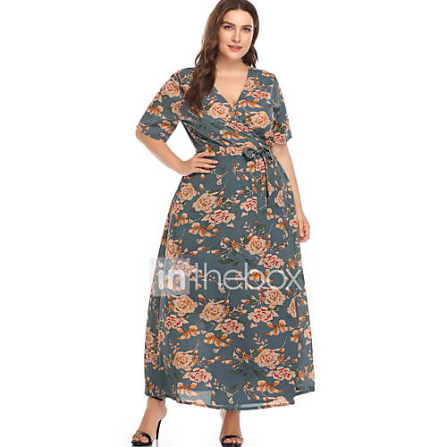 Dames Grote Maten Slank Wijd Uitlopend Jurk V Hals Maxi huismerk kopen in de aanbieding Dames Grote Maten Slank Wijd Uitlopend Jurk V Hals Maxi huismerk kopen in de aanbieding