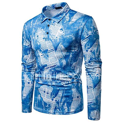Heren Print Polo Kleurenblok Letter Blauw huismerk kopen in de aanbieding Heren Print Polo Kleurenblok Letter Blauw huismerk kopen in de aanbieding
