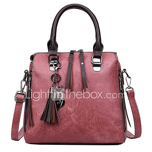 Dames Tassen Pu Schoudertas Knopen Rits Effen Kleur Rood Blozend Roze Bruin huismerk kopen in de aanbieding