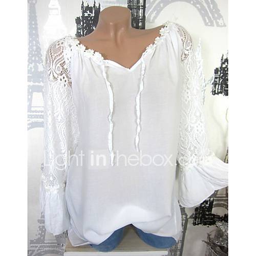 Dames Siernagel Grote Maten Blouse Effen V Hals Wit Xxxl huismerk kopen in de aanbieding