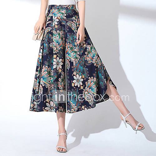 Dames Boho Breedbeen Broek Polka Dot Planten Bloem Wijn huismerk kopen in de aanbieding