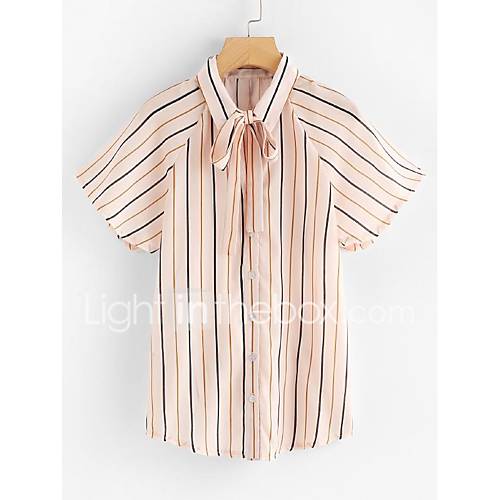 Dames Strik Overhemd Gestreept Blozend Roze huismerk kopen in de aanbieding Dames Strik Overhemd Gestreept Blozend Roze huismerk kopen in de aanbieding