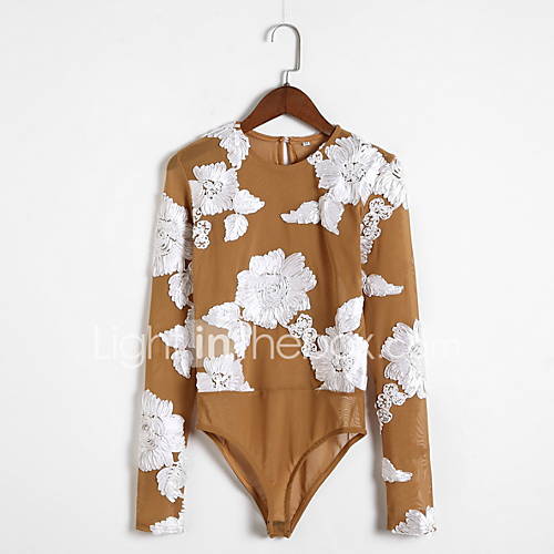 Dames Bodysuit Bloemen Zwart Een Maat huismerk kopen in de aanbieding