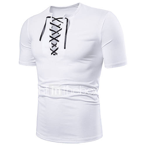 Heren Veters T Shirt Effen Wit huismerk kopen in de aanbieding
