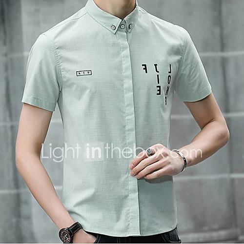 Heren Overhemd Letter Blauw Xl huismerk kopen in de aanbieding