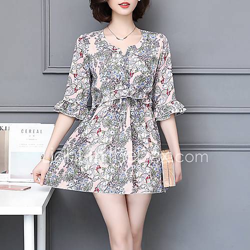 Dames Boven De Knie Een Lijnjurk Blozend Roze M L Xl Xxl huismerk kopen in de aanbieding