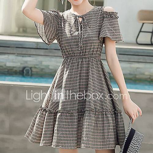 Dames Boven De Knie Een Lijnjurk Blozend Roze Groen S M L Xl huismerk kopen in de aanbieding