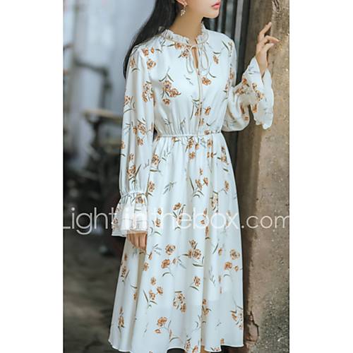 Midi Lijnjurk Voor Dames Beige S M huismerk kopen in de aanbieding