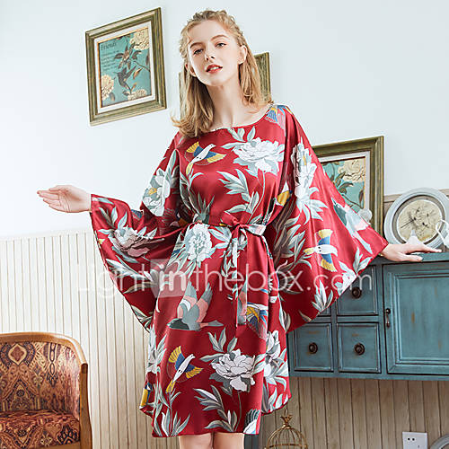 Dames Satijn Zijde Nachtkleding Kleurenblok Print huismerk kopen in de aanbieding Dames Satijn Zijde Nachtkleding Kleurenblok Print huismerk kopen in de aanbieding