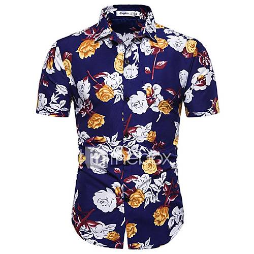 Heren Print Overhemd Bloemen Geometrisch Grafisch Marineblauw Xl huismerk kopen in de aanbieding Heren Print Overhemd Bloemen Geometrisch Grafisch Marineblauw Xl huismerk kopen in de aanbieding