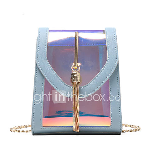 Dames Tassen Pvc Crossbodytas Ketting Effen Kleur Wit Zwart Blozend Roze huismerk kopen in de aanbieding