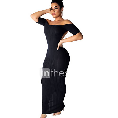 Dames Standaard Bodycon Jurk Effen Patchwork Maxi huismerk kopen in de aanbieding Dames Standaard Bodycon Jurk Effen Patchwork Maxi huismerk kopen in de aanbieding