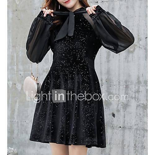 Dames Chiffon Jurk Effen Boven De Knie huismerk kopen in de aanbieding