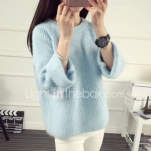 Dames Effen 34 Mouw Pullover Herfst Winter Beige Grijs Licht Blauw Een Maat huismerk kopen in de aanbieding Dames Effen 34 Mouw Pullover Herfst Winter Beige Grijs Licht Blauw Een Maat huismerk kopen in de aanbieding
