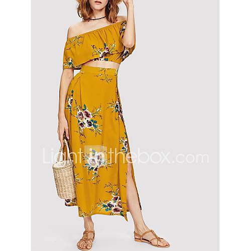 Dames Boho Set Rok Ruche Bloemen huismerk kopen in de aanbieding