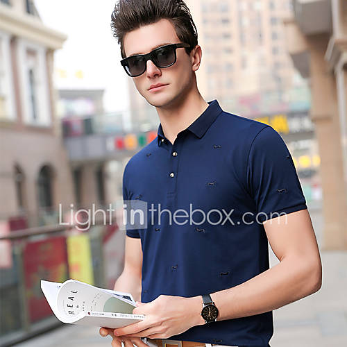 Heren Print Polo Effen Zwart Xl huismerk kopen in de aanbieding