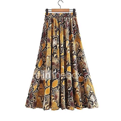 Dames Maxi Swing Rokken Kleurenblok huismerk kopen in de aanbieding