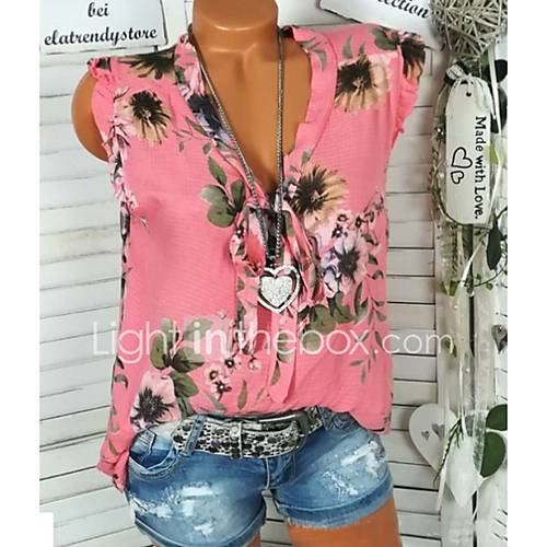 Dames Print Overhemd Bloemen Wit Xl huismerk kopen in de aanbieding