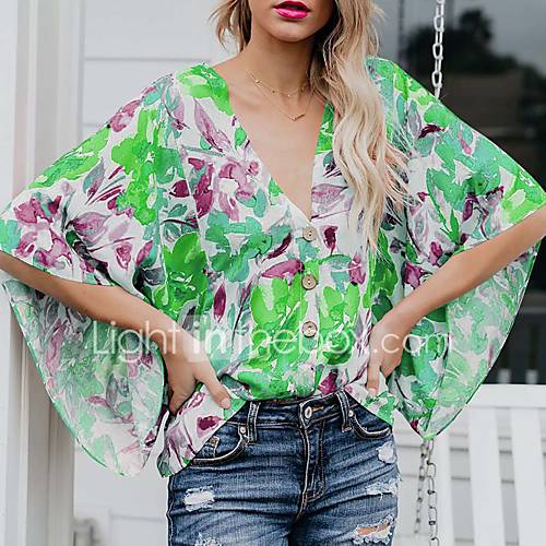 Dames T Shirt Bloemen Oranje huismerk kopen in de aanbieding