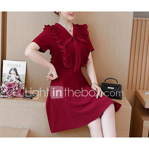 Dames Street Chic Elegant Schede Jurk Effen Geplooid Boven De Knie huismerk kopen in de aanbieding