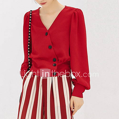 Dames Blouse Effen Rood huismerk kopen in de aanbieding