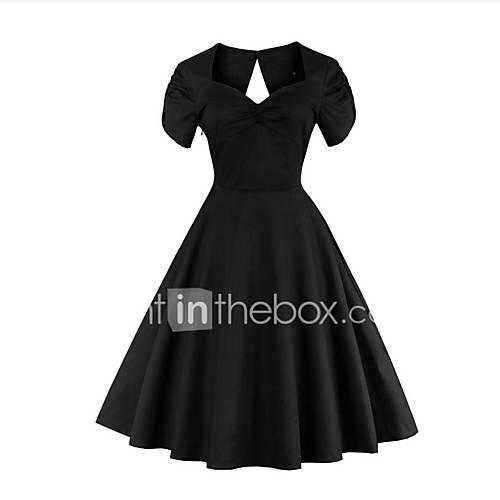 Dames A Lijn Jurk Effen Geplooid Tot De Knie huismerk kopen in de aanbieding