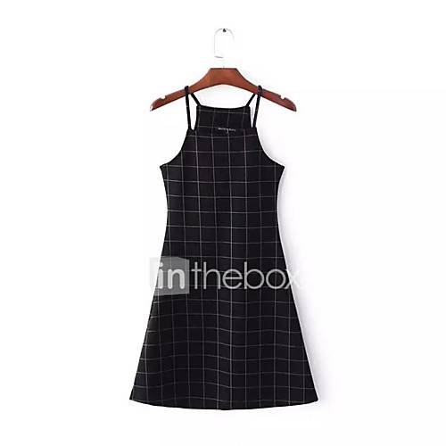 Dames Standaard Recht Jurk Pied De Poule Boven De Knie huismerk kopen in de aanbieding