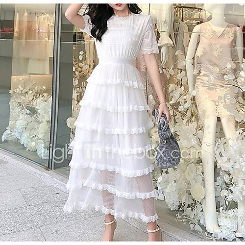 Midi Een Lijnjurk Voor Dames Wit Zwart M huismerk kopen in de aanbieding