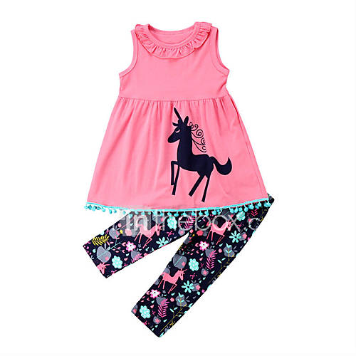 Kinderen Peuter Meisjes Actief Cartoon Mouwloos Katoen Spandex Kledingset Marineblauw huismerk kopen in de aanbieding