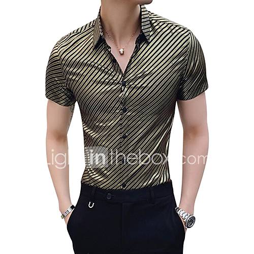 Heren Overhemd Gestreept Goud Xl huismerk kopen in de aanbieding