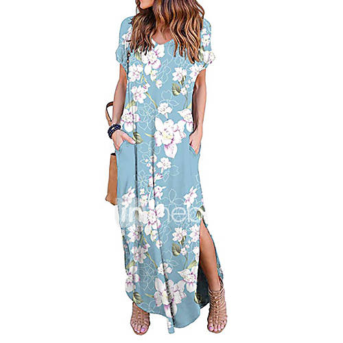 Maxi Swing Damesjurk V Hals Wijn Rood Zwart S M L Xl huismerk kopen in de aanbieding