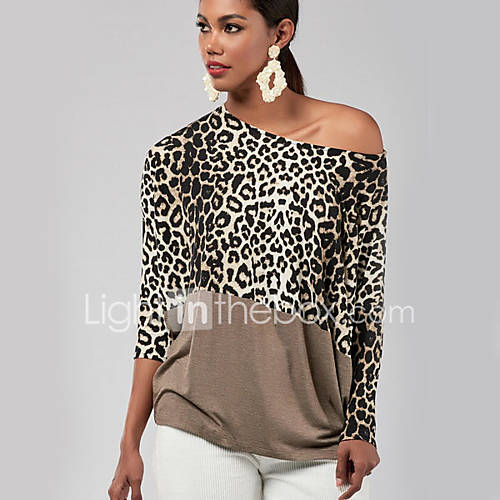 Dames Patchwork T Shirt Luipaard Bruin huismerk kopen in de aanbieding