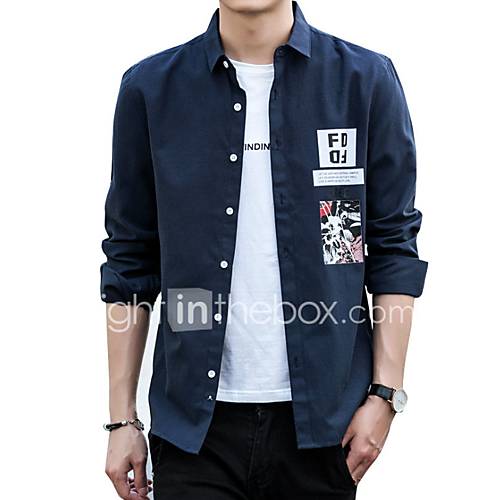 Heren Overhemd Geometrisch Letter Blauw Xl huismerk kopen in de aanbieding Heren Overhemd Geometrisch Letter Blauw Xl huismerk kopen in de aanbieding