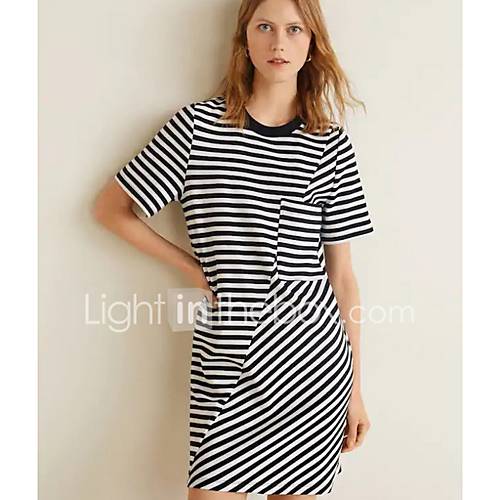 Damesjurk Boven Knie Shift Zwart S M L Xl huismerk kopen in de aanbieding