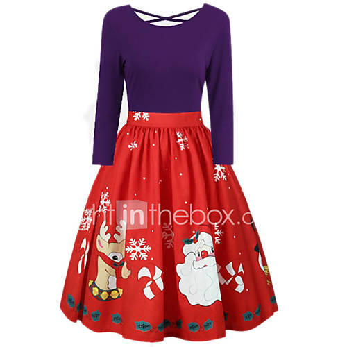 Dames Knielange Swing Jurk Paars Zwart Groen Xl Xxl Xxxl Xxxxl huismerk kopen in de aanbieding