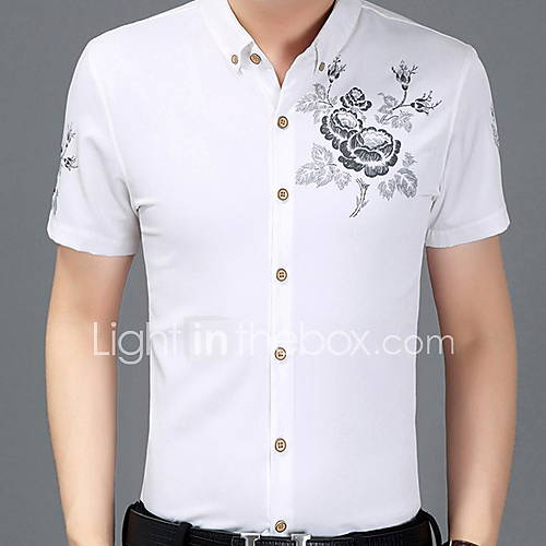 Heren Grote Maten Overhemd Effen Bloemen Slank Marineblauw Xxxl huismerk kopen in de aanbieding