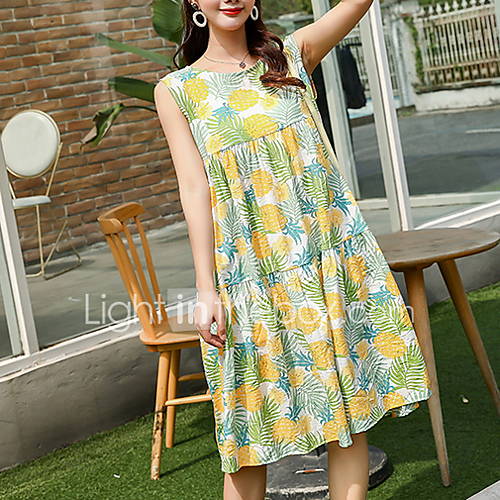 Dames Knielengte Een Lijnjurk Geel M L Xl Xxl huismerk kopen in de aanbieding