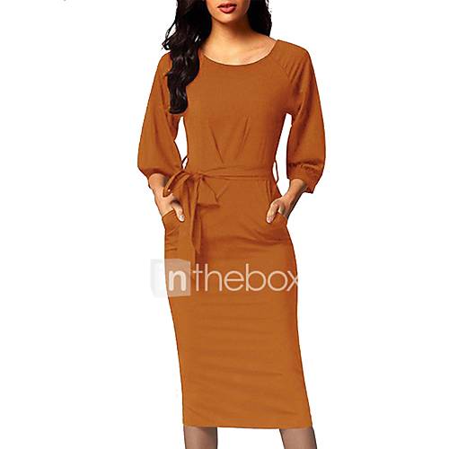 Dames Street Chic Schede Jurk Effen Veters Patchwork Midi huismerk kopen in de aanbieding